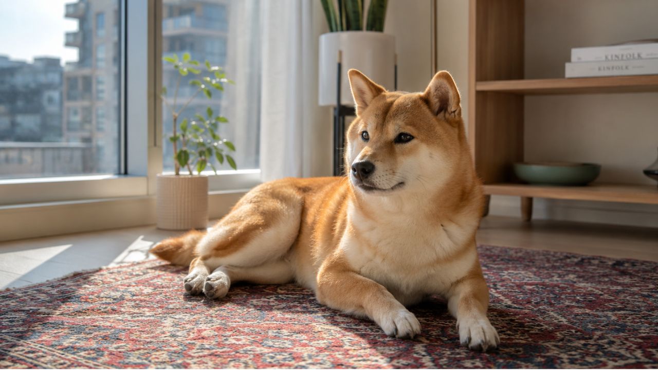 Large calm dog resting comfortably in a Toronto condo living room